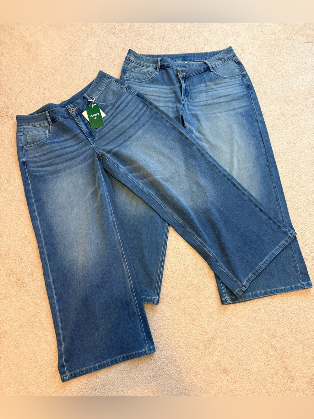 HALARA Wide-Leg Flex Asymmetrical Jeans in Large Petite